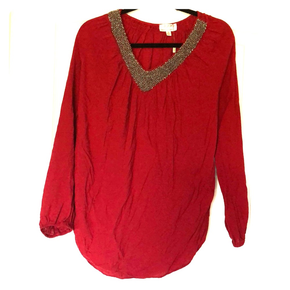 Crimson red long sleeve top